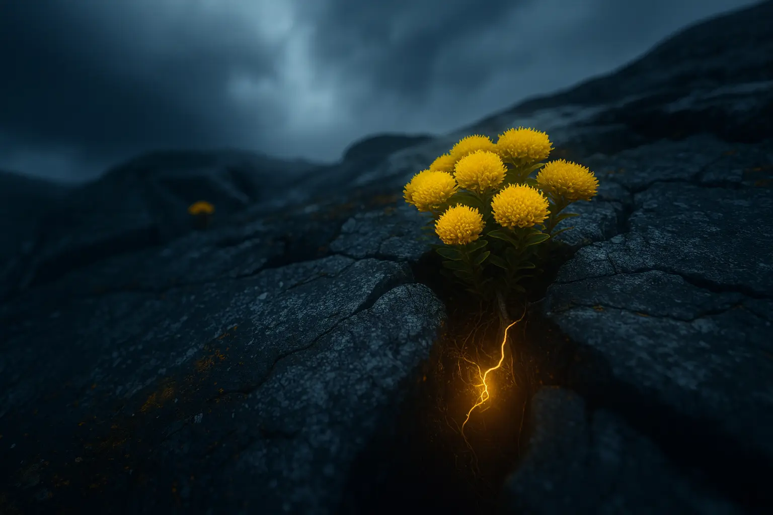 Rhodiola Rosea in a harsh high-altitude arctic landscape
